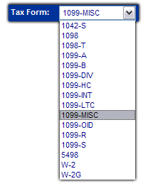 1098, 1099-A, 1099-B, 1099-DIV,1099-INT,1099-LTC,1099-MISC,1099-OID,1099-R,1099-T,5498,W-2,W-2G,1042-S