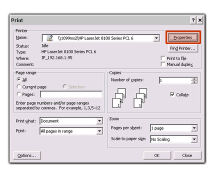 Printer Setup Menu